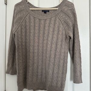 American Eagle Outfitters Taupe Cable Knit Sweater